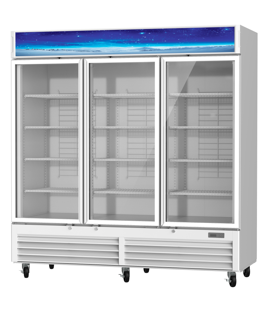 Korean-Made - Glass Door Merchandiser (Freezer), 72 CuFt. 3 Glass Door Freezer (Swing), White
, Blue Air-FSE