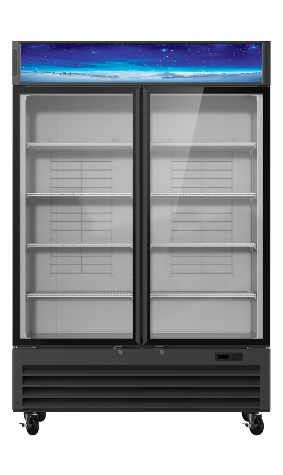Korean-Made - Glass Door Merchandiser (Refrigerator), 49 CuFt. 2 Glass Doors Refrigerator (Swing), Black, Blue Air-FSE