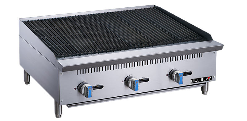 Charbroiler - Countertop, Stainless Steel design, Heavy Duty, Gas (36"W x 28-3/4"D x 15-3/8"H), 105,000 BTU/H, Blue Air-FSE