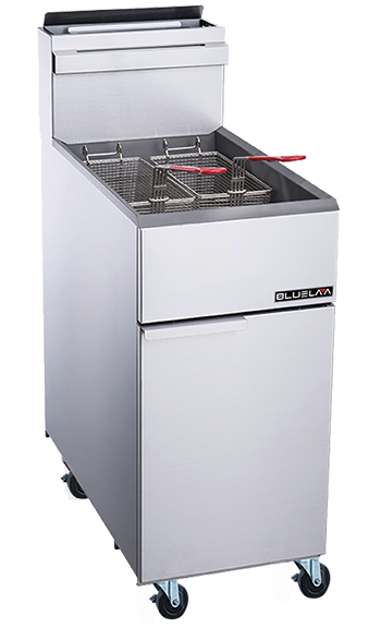 Deep Fryer - 40 lbs Capacity, Three Tube Burner, 200℉ to 400℉ temp range, Natural Gas (15-1/2"W x 32-7/8"D x 45"H), 90,000 BTU/H, Blue Air-FSE