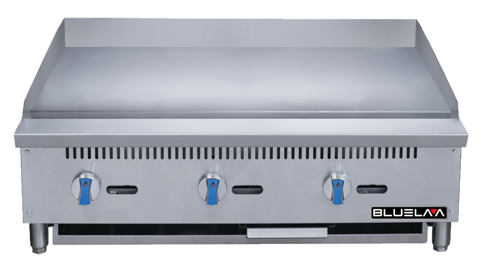 Griddle - Countertop, Manual Control, Heavy Duty, Gas (24" Depth, 1" Thick Plate) (36"W x 33-1/2"D x 15-1/4"H), 90,000 BTU/H, Blue Air-FSE