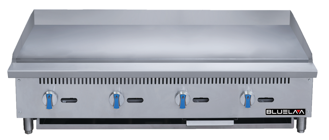 Griddle - Countertop, Manual Control, Heavy Duty, Gas (24" Depth, 1" Thick Plate) (48"W x 33-1/2"D x 15-1/4"H), 120,000 BTU/H, Blue Air-FSE