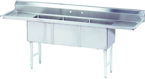 Sink - Three Compartment, 3 Comp./2 DB, Bowl (24"W x 24"D x 14"H) with 3 drain baskets, Blue Air-FSE
