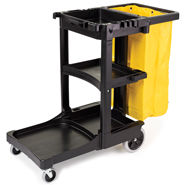 Rubbermaid Janitorial Cleaning Cart Black w/ Yellow Vinyl Zipper Bag 1 / ea