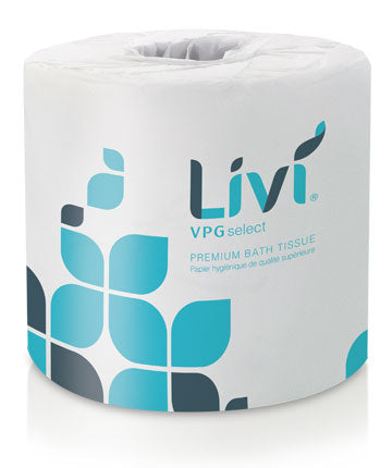 Solaris Livi VPG Select Bath Tissue White 2-Ply 4.5" X 4" 500 Sheets 80 / cs