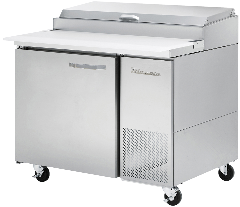 Pizza Prep Table - 1 Door All Stainless Pizza Prep Table, 44-1/2"W, 11.3 Cu./Ft. - (6) 1/3 Pans - By Others, R-290 Refrigerant, Blue Air-FSE
