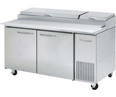 Pizza Prep Table - 2 Doors All Stainless Pizza Prep Table, 67"W, 20.2 Cu./Ft. - (9) 1/3 Pans - By Others, R-290 Refrigerant, Blue Air-FSE