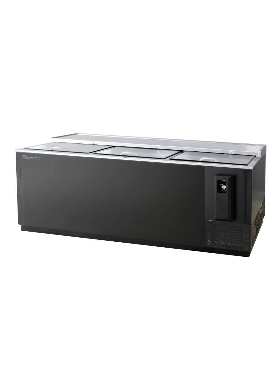 Bottle Cooler - Bottle Cooler 3 Slide Tops, Black Finish Exterior, 80-1/2"W x 28-1/2"D, R-290 Refrigerant, Blue Air-FSE