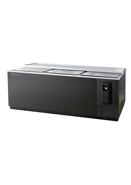 Bottle Cooler - Bottle Cooler 3 Slide Tops, Black Finish Exterior, 80-1/2"W x 28-1/2"D, R-290 Refrigerant, Blue Air-FSE