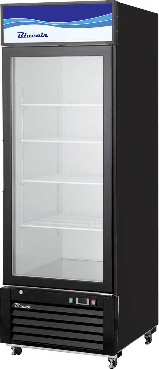 Glass Door Merchandiser - 23 Cu./Ft. 1 Glass Door Refrigerator (Swing), Black Exterior, R-290 Refrigerant, New Logo, Blue Air-FSE
