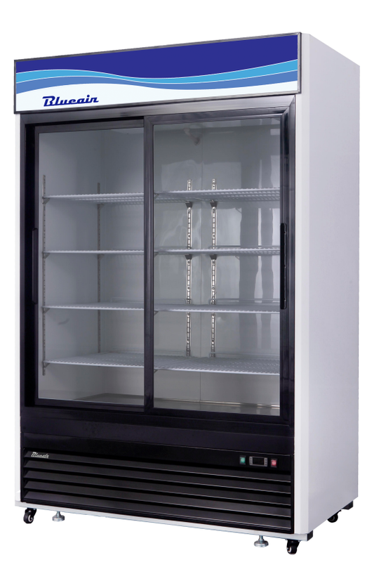 Glass Door Merchandiser - 48 Cu./Ft. 2 Glass Doors Refrigerator (Sliding), R-290 Refrigerant, New Logo, Blue Air-FSE