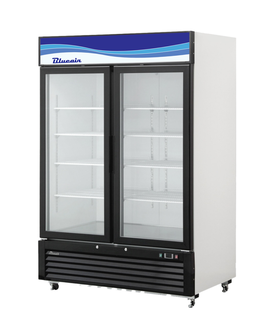 Glass Door Merchandiser - 49 Cu./Ft. 2 Glass Doors Refrigerator (Swing), R-290 Refrigerant, New Logo, Blue Air-FSE