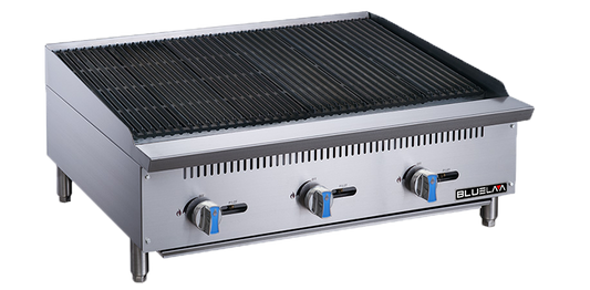 Charbroiler - Countertop, Stainless Steel design, Heavy Duty, Gas (36"W x 28-3/4"D x 15-3/8"H), 105,000 BTU/H, Blue Air-FSE