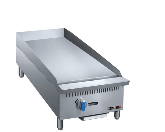Griddle - Countertop, Manual Control, Heavy Duty, Gas (20" Depth, 3/4" Thick Plate) (12"W x 30"D x 15-1/4"H), 29,000 BTU/H, Blue Air-FSE