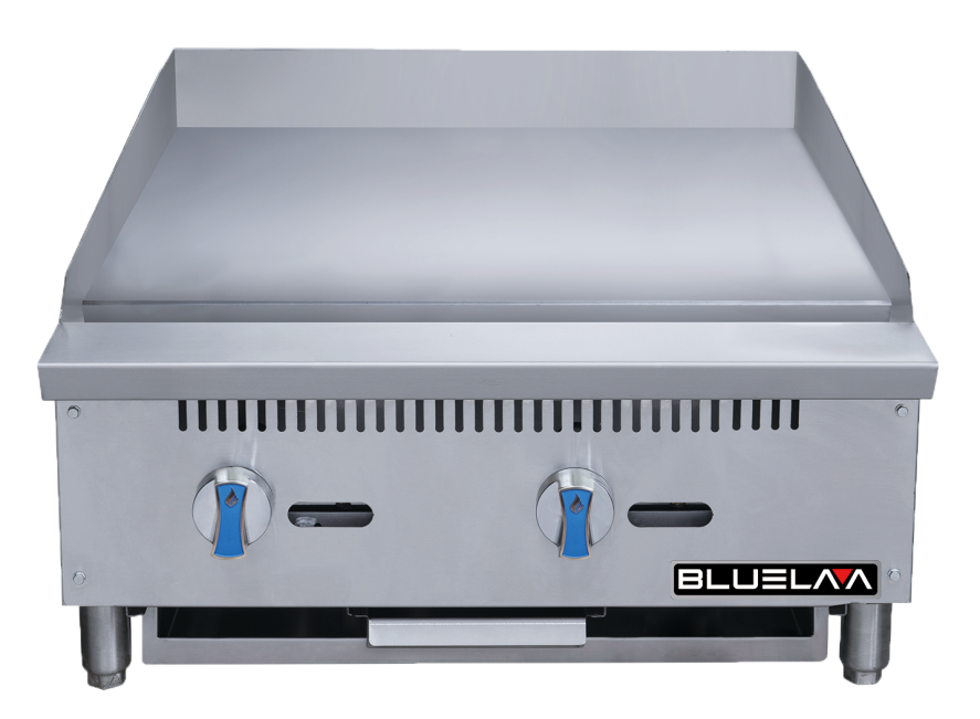 Griddle - Countertop, Manual Control, Heavy Duty, Gas (24" Depth, 1" Thick Plate) (24"W x 33-1/2"D x 15-1/4"H), 60,000 BTU/H, Blue Air-FSE