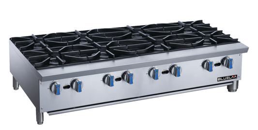 Hot Plate - Countertop, Heavy Duty Stainless Steel construction, Eight Lift-Off Burner, Gas (48"W x 28-3/4"D x 13-3/8"H), 224,000 BTU/H, Blue Air-FSE