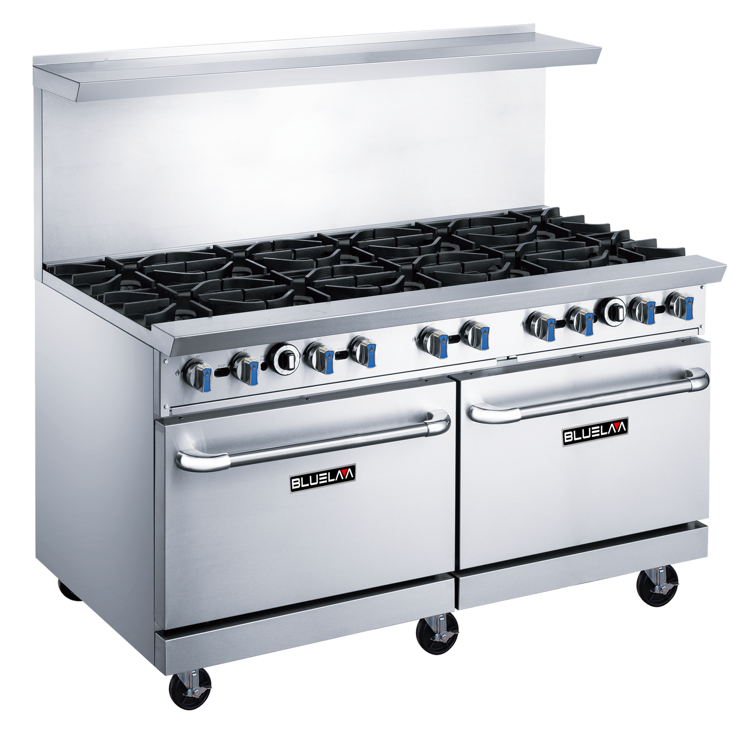 Range - Heavy Duty, (10) Open Burners, Gas (60"W x 31-1/2"D x 56"H), Hot Plate (300,000 BTU - LPG / 400,000 BTU - NG), Oven (70,000 BTU)/H, Blue Air-FSE