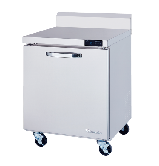 Undercounter Work Top - 1 Door All Stainless Work Top Refrigerator - 28"W, 7 Cu./Ft., R-290 Refrigerant, Blue Air-FSE