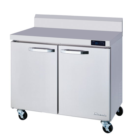 Undercounter Work Top - 2 Doors All Stainless Work Top Refrigerator - 36"W, 9.2 Cu./Ft., R-290 Refrigerant, Blue Air-FSE