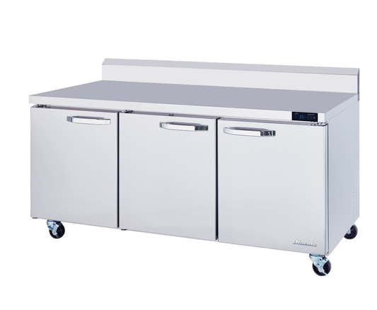 Undercounter Work Top - 3 Doors All Stainless Work Top Refrigerator - 72"W, 20 Cu./Ft., R-290 Refrigerant, Blue Air-FSE