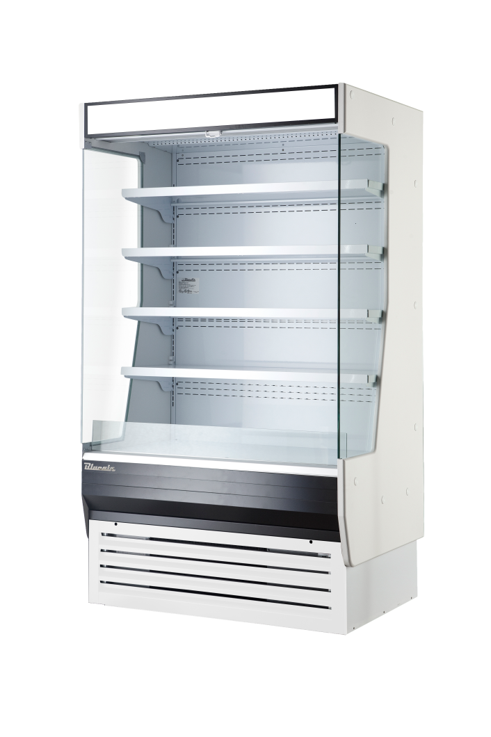 Open Display Case - 60"W x 32-1/2"D, Vertical Open Display Case - Glass Side Panel, Blue Air-FSE