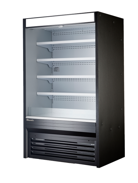 Open Display Case - 72"W x 32-1/2"D, Vertical Open Display Case - Solid Side Panel, Blue Air-FSE