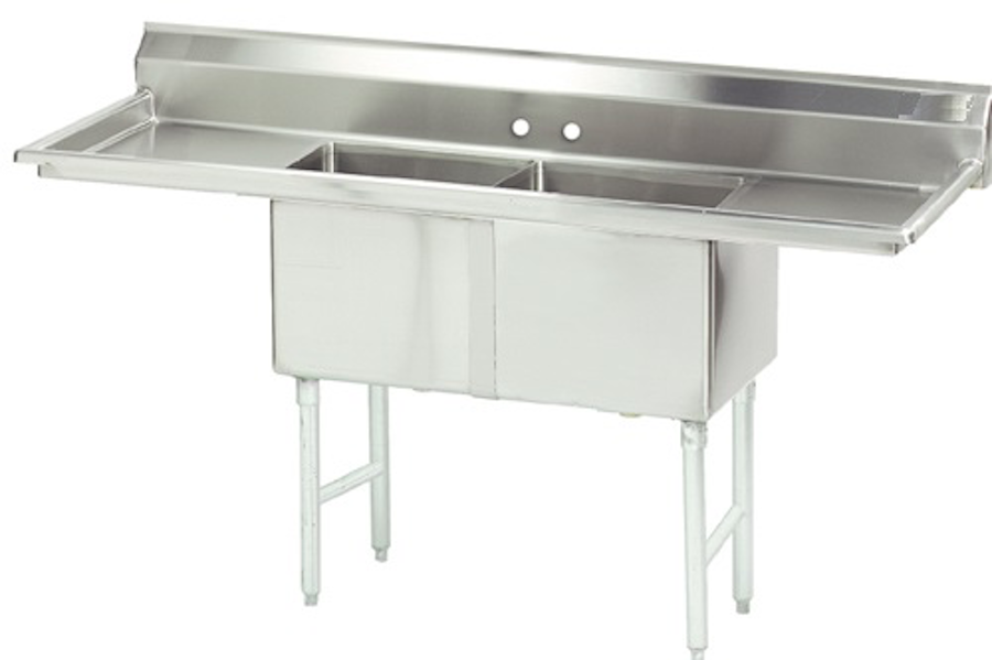 Sink - Two Compartment, 2 Comp./2 DB, Bowl (18"W x 18"D x 12"H) with 2 drain baskets, Blue Air-FSE