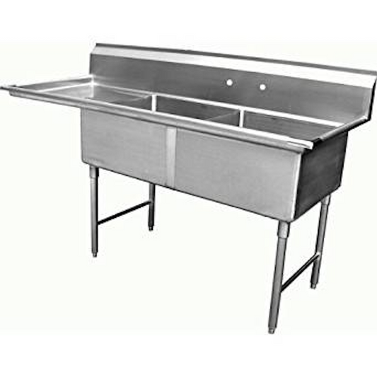 Sink - Two Compartment, 2 Comp./Left DB, Bowl(18x18) with 2 drain baskets, Blue Air-FSE