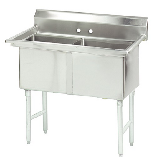 Sink - Two Compartment, 2 Comp./No DB, Bowl(18x18) with 2 drain baskets, Blue Air-FSE