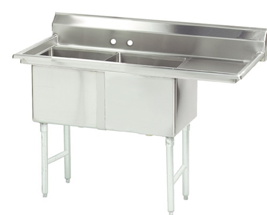 Sink - Two Compartment, 2 Comp./Right DB, Bowl(18x18) with 2 drain baskets, Blue Air-FSE