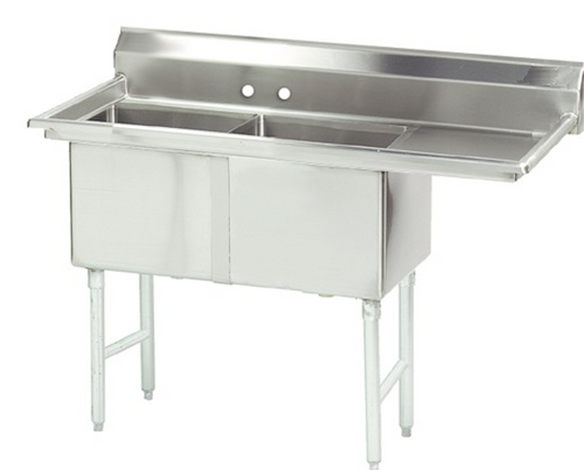 Sink - Two Compartment, 2 Comp./Right DB, Bowl(18x18) with 2 drain baskets, Blue Air-FSE