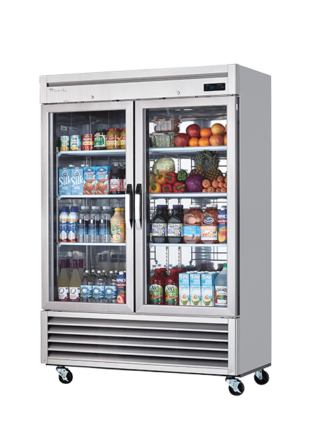 Glass Door Reach-In - 2 Glass Doors Stainless Refrigerator, Bottom-Mount Compressor, R-290 Refrigerant, Blue Air-FSE