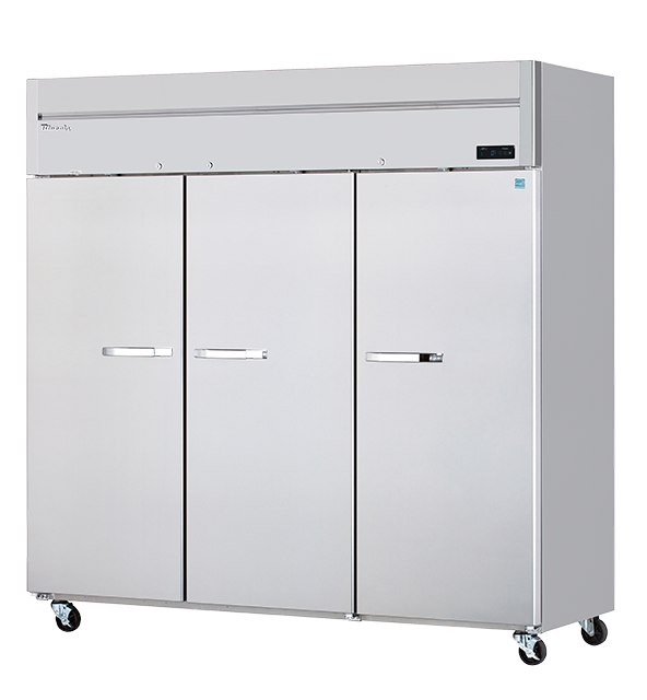 Reach-In REF (Top Mount) - 3 Solid Doors Stainless Refrigerator, Top-Mount Compressor, R-290 Refrigerant, Blue Air-FSE