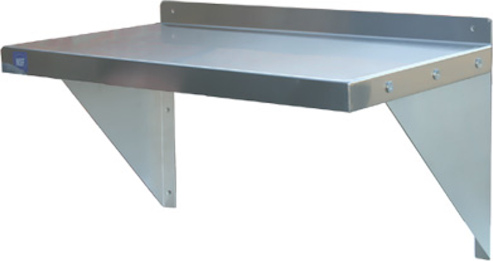 Walf Shelf - (14"D x 60"W), 430 Stainless Steel, with Mounting Brackets, Blue Air-FSE